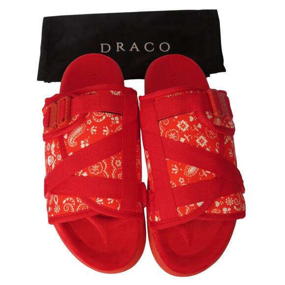New DRACO Red/White Bandana Men's Slides Sz 11-12 w/ Dust Bag - Picture 1 of 6